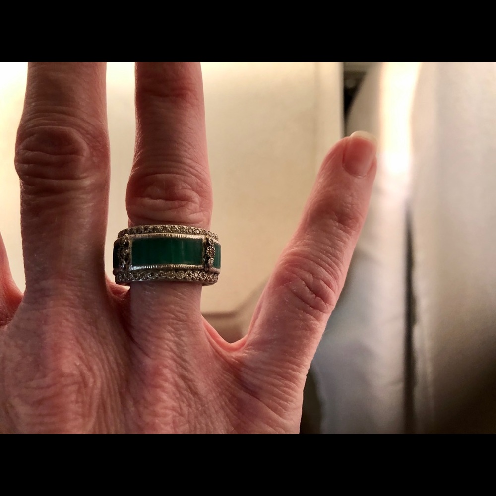 Armenta Diamond/Teal Glass Ring